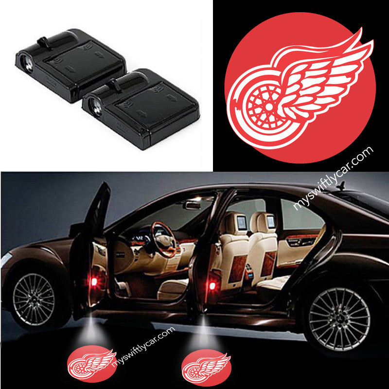 2 Wireless LED Laser Detroit Red Wings Shadow Car Door Light