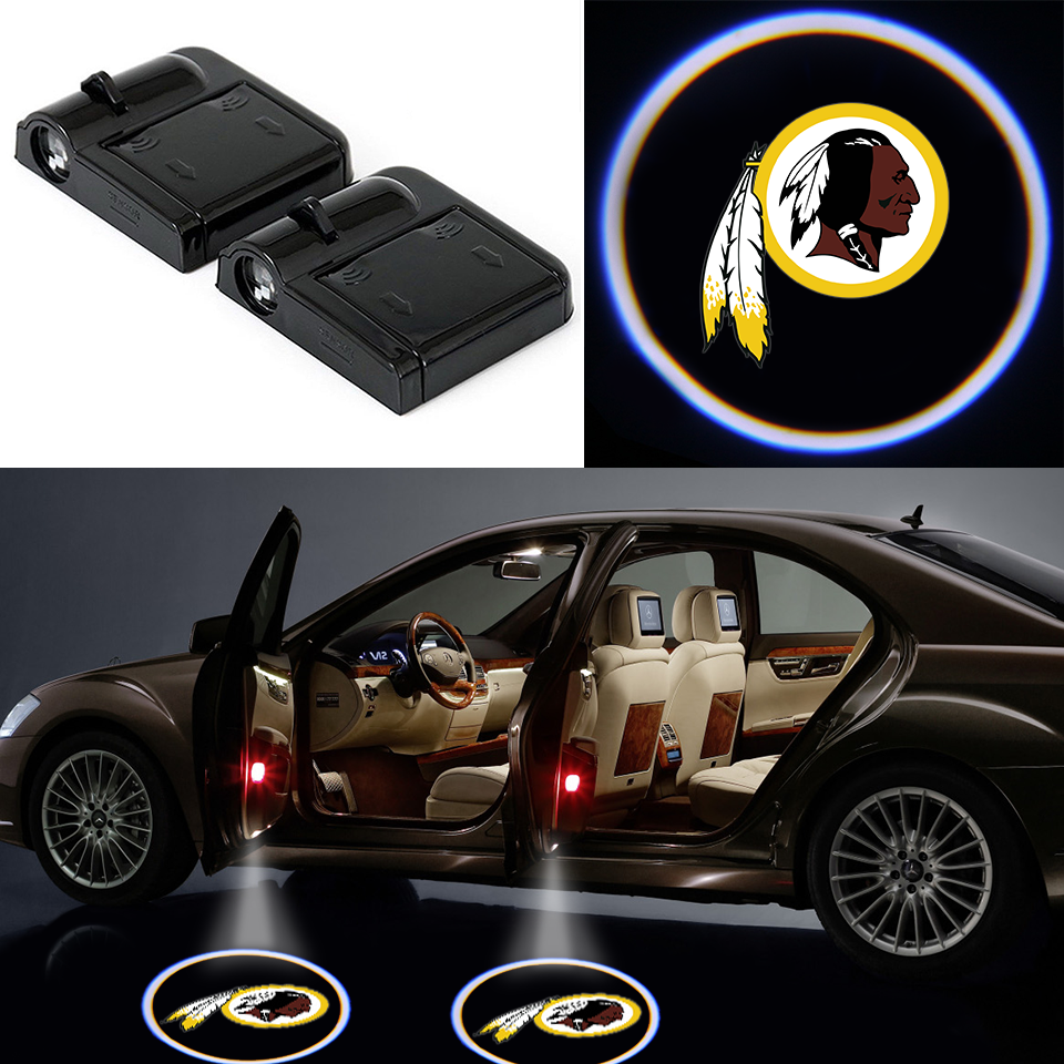 2 Wireless LED Laser Redskins Car Door Light
