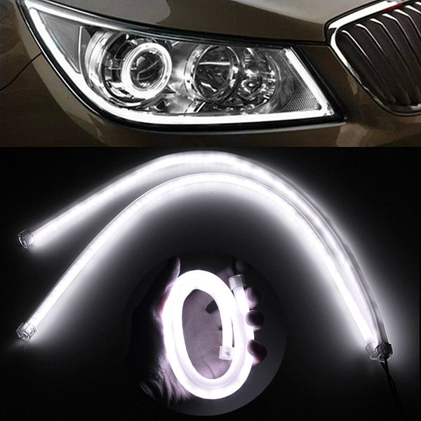 2PCS 60CM LED White Car Auto Angel Eye  Flexible Soft Tube Waterproof