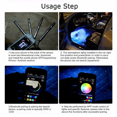 Multicolor Interior Car LED Lights with Phone Control (Wireless App)